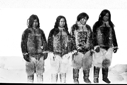Image of The four North Pole Inuit [Inughuit], [Seegloo (Sigluk), Ootah (Odaq), Egingwah (Iggianguaq), Ooqueeah (Ukkaujaaq)] standing